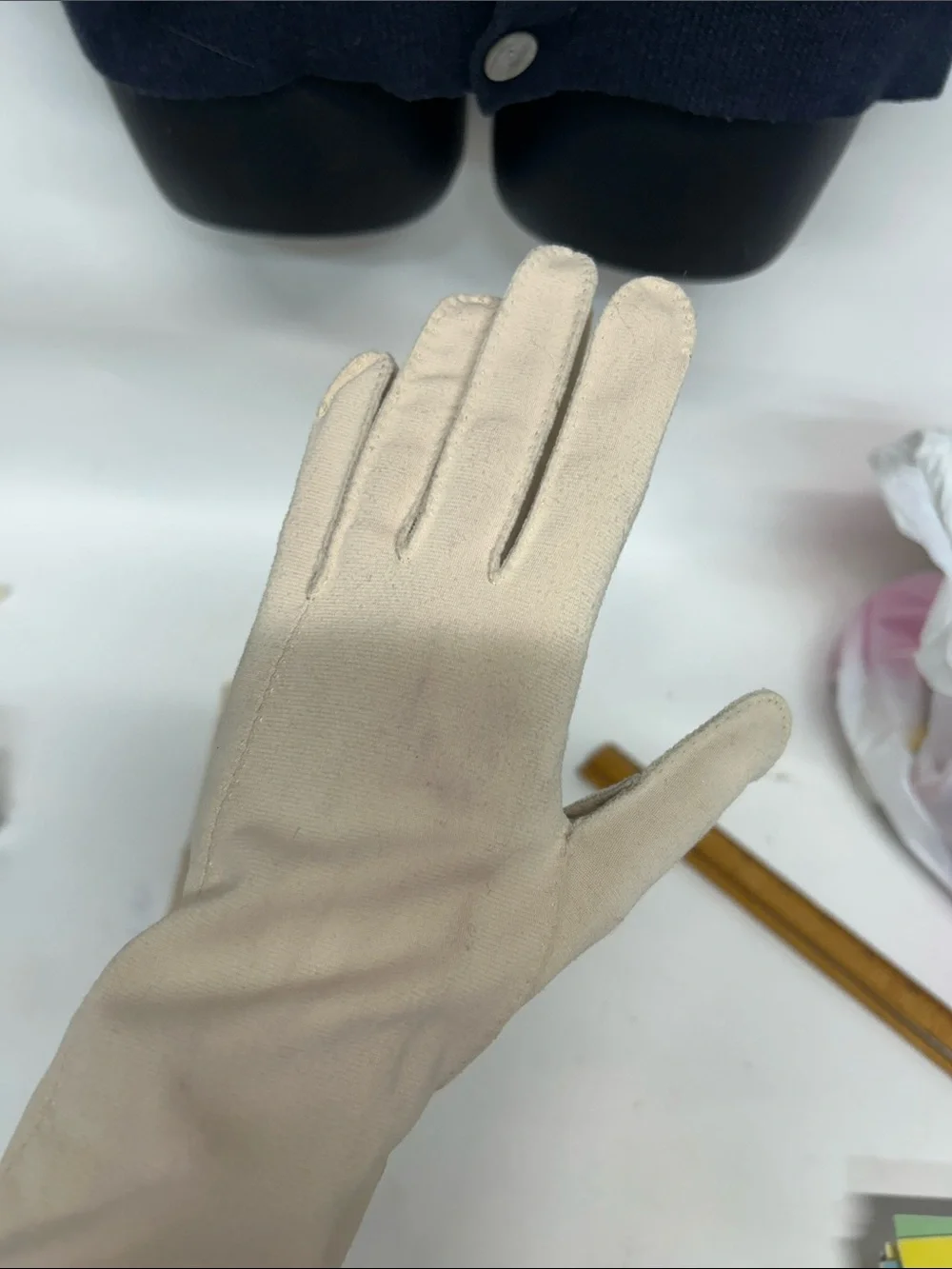 Vintage Beige Long Dress Gloves